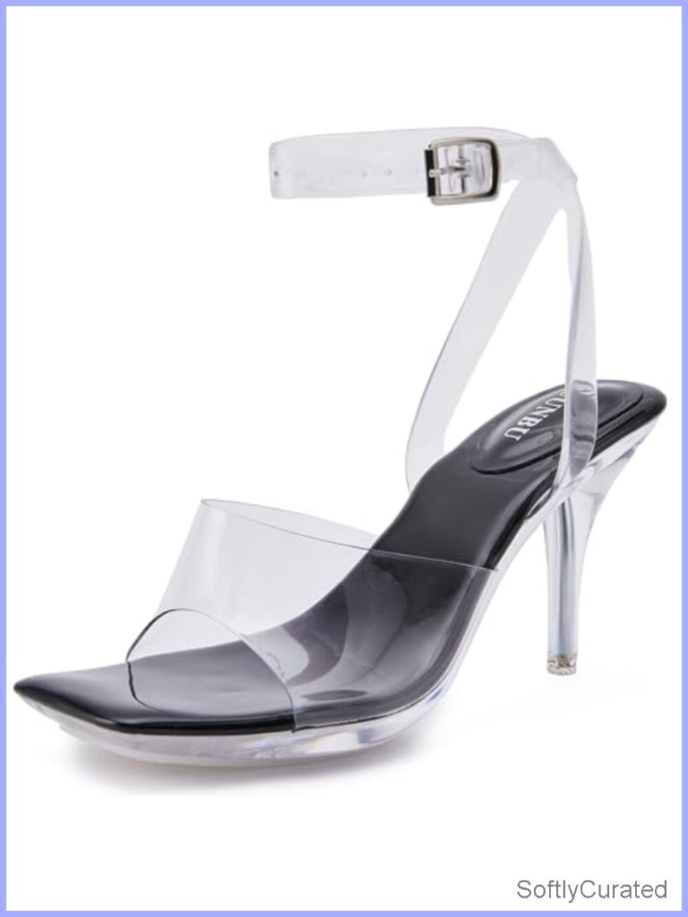 Clear Heels Women Platform Slingback Square Toe Stiletto Sandals